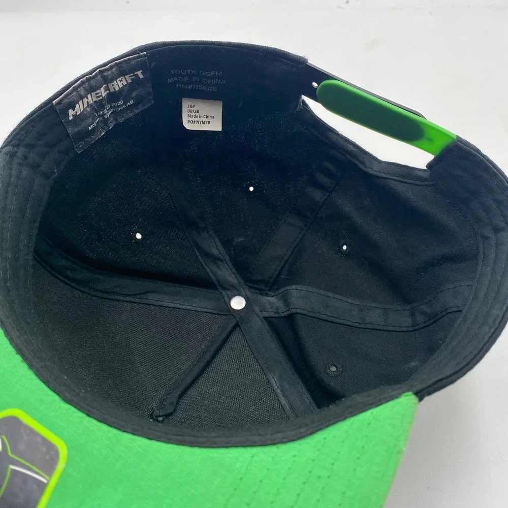 MINECRAFT Minecraft Creeper Snapback Hat Youth OSFM Black Green Checkered Gamer